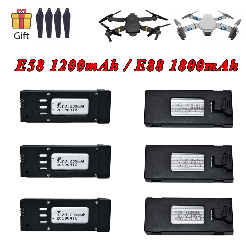 3.7V 1200mAh 1800mAh Lipo Batt - đánh giá và giá Eachine Drone E58